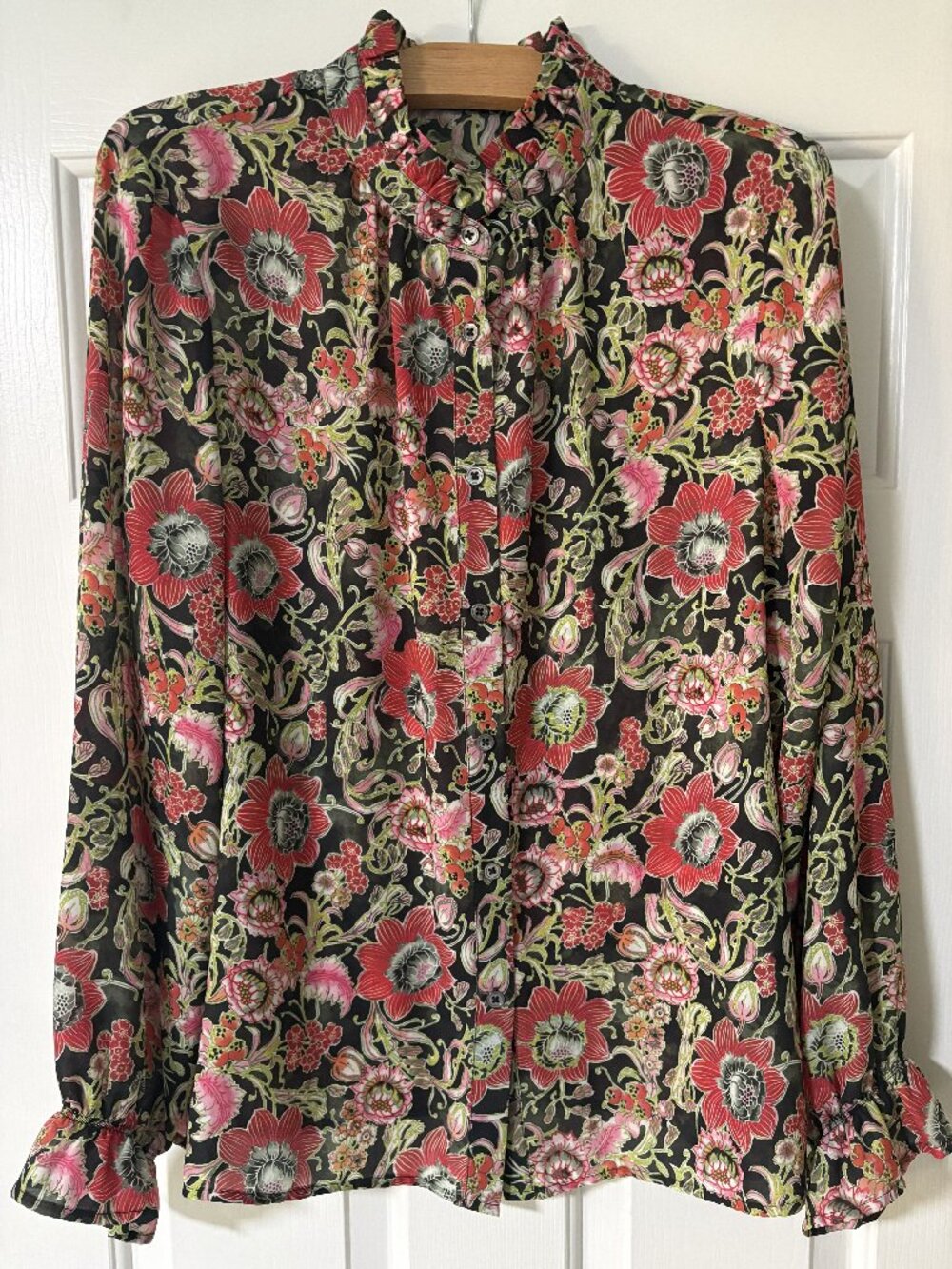 Doncaster Collection black and orange floral print blouse